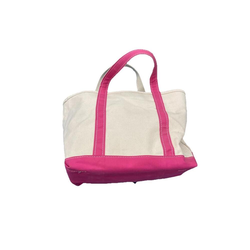 LL BEAN ~rare~vtg BOAT & TOTE Medium Canvas Tote Bag Pink USA H90
